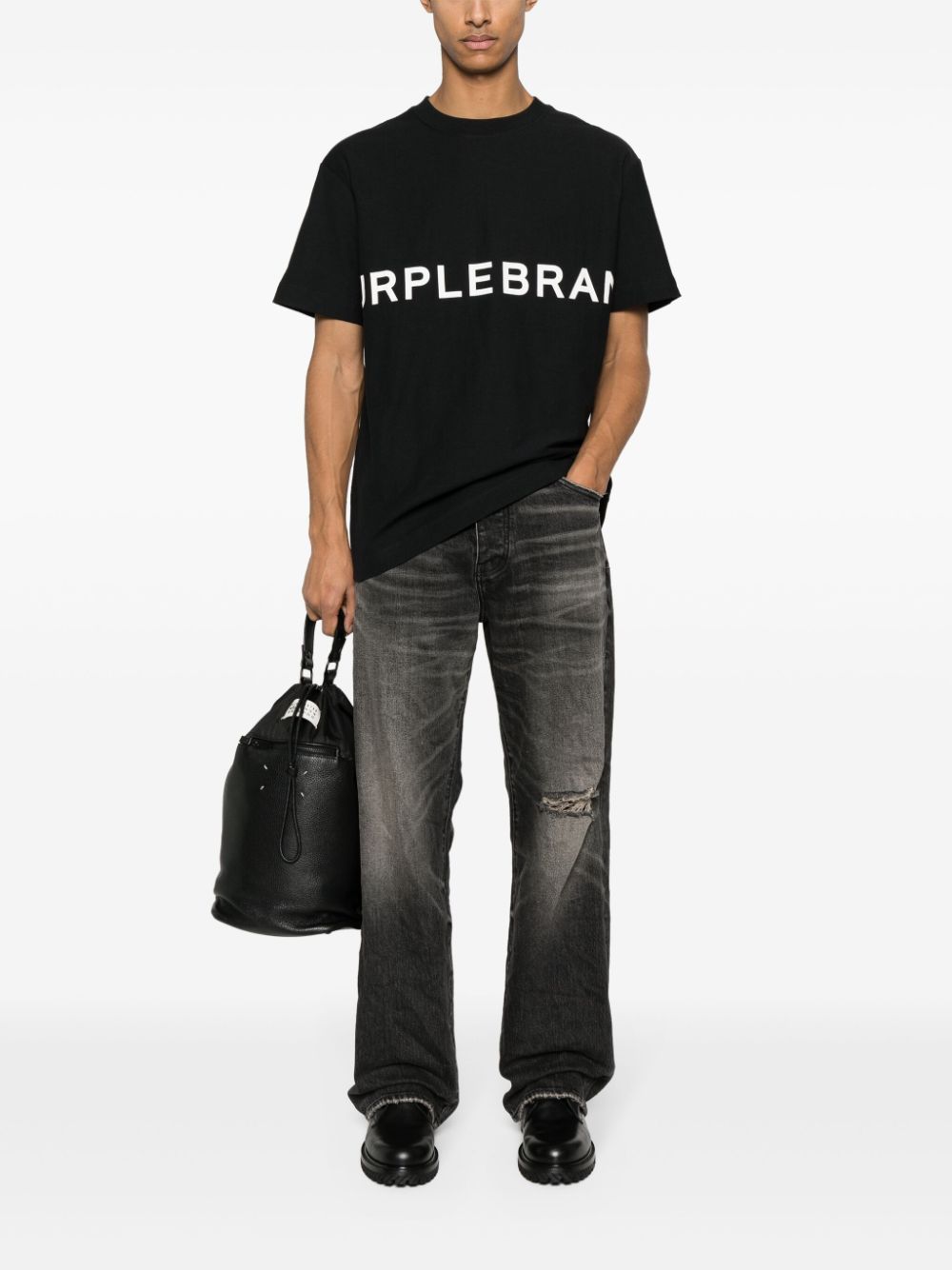 Shop Purple Brand Wordmark Cotton T-shirt In Black
