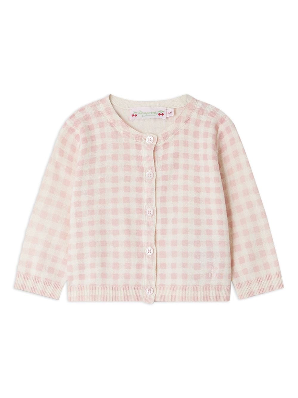 Bonpoint Babies' Claudie 格纹开衫 In Pink