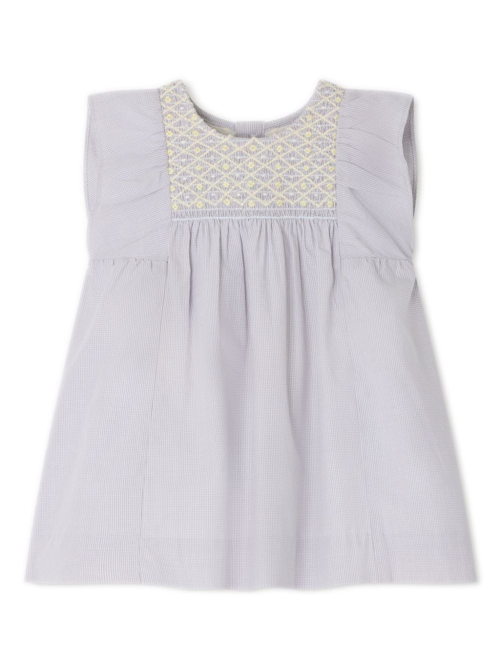 Bonpoint Babies' Cadelili Gingham-print Embroidered Dress In Grey