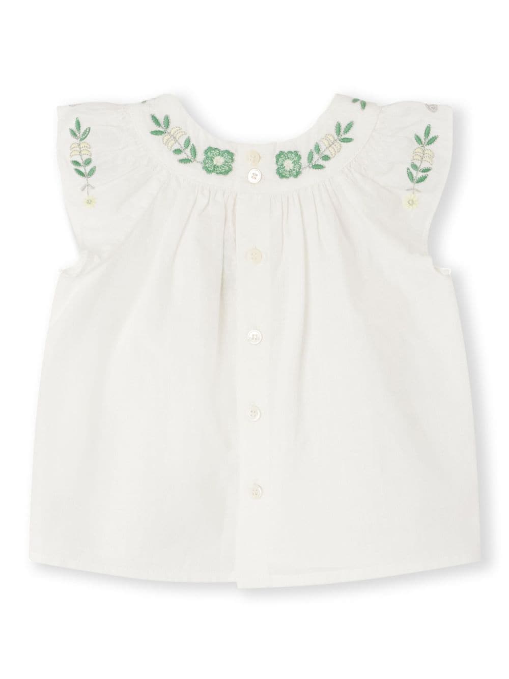 Shop Bonpoint Lala Floral-embroidered Blouse In White