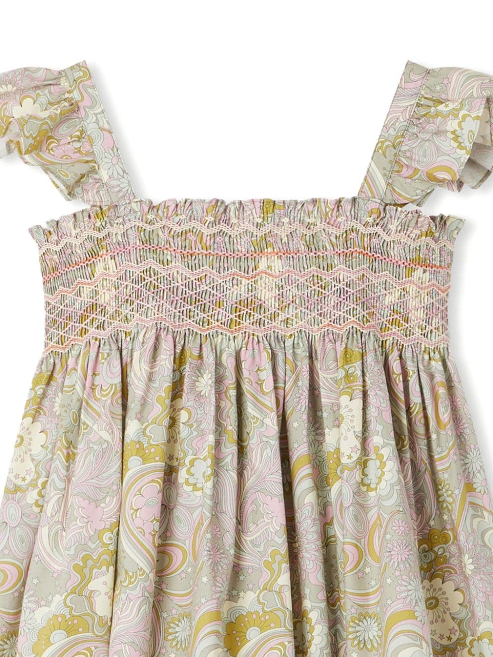 Shop Bonpoint Frances Cotton Dress In Neutrals