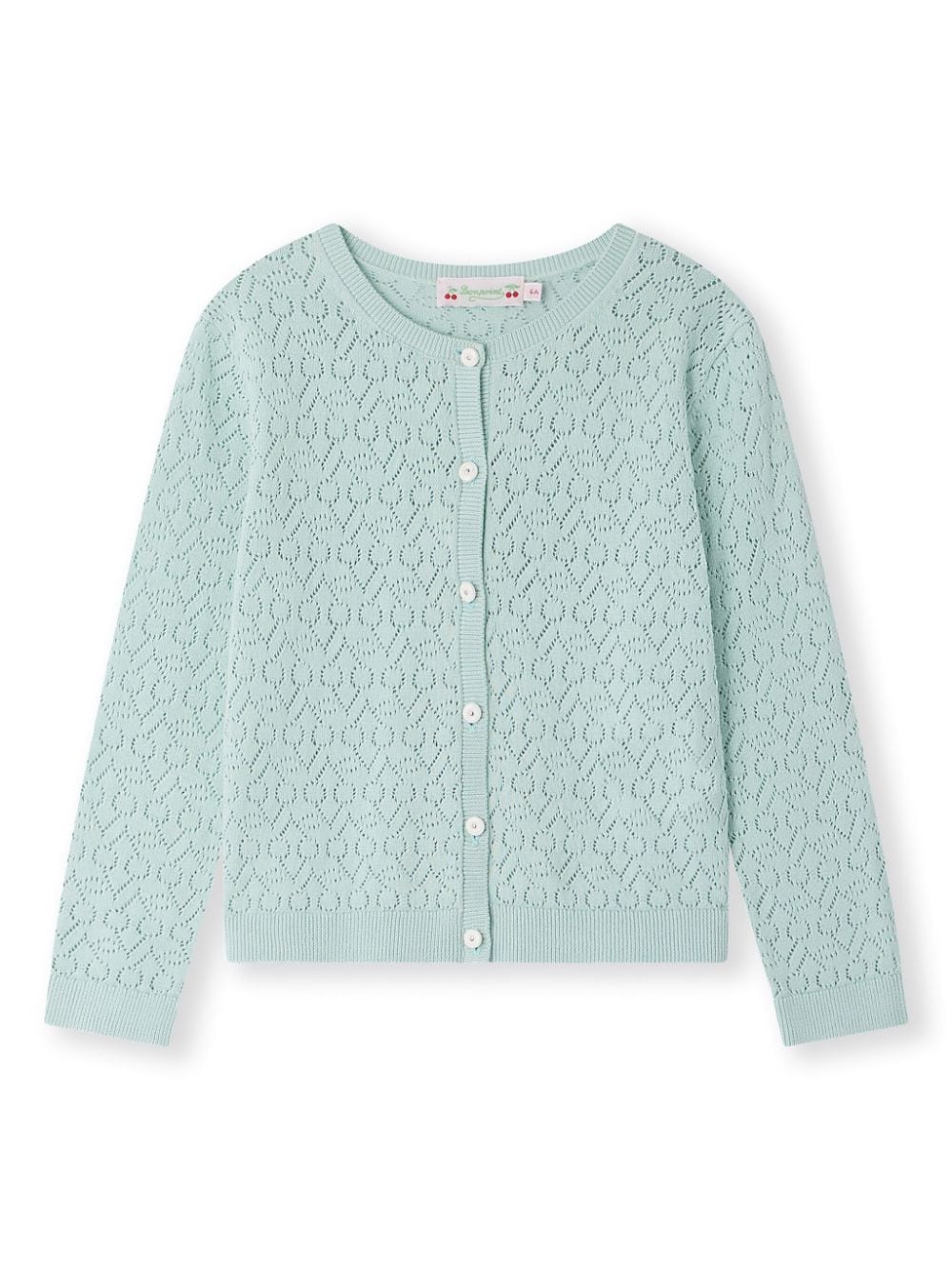 Bonpoint Cherry Pointelle-knit Cotton Cardigan In 蓝色