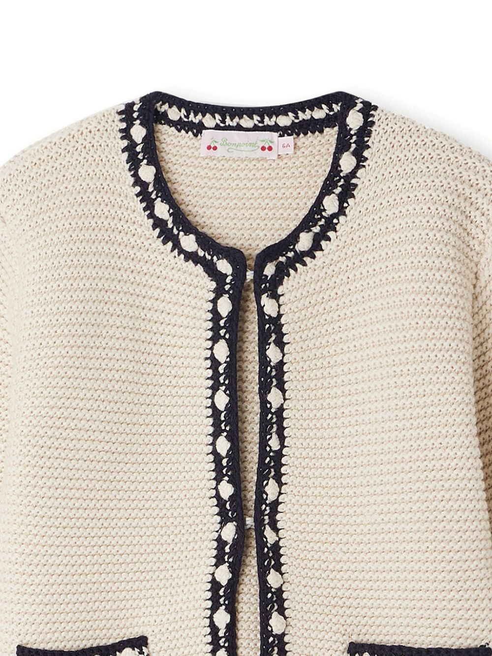 Shop Bonpoint Fanette Wool-cotton Cardigan In Neutrals