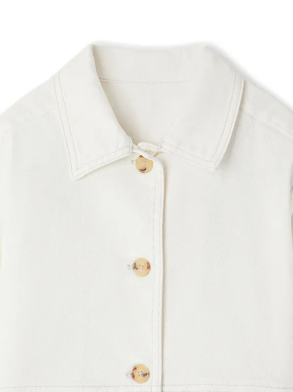 Bonpoint Clarity decorative-stitching Denim Jacket | White | FARFETCH