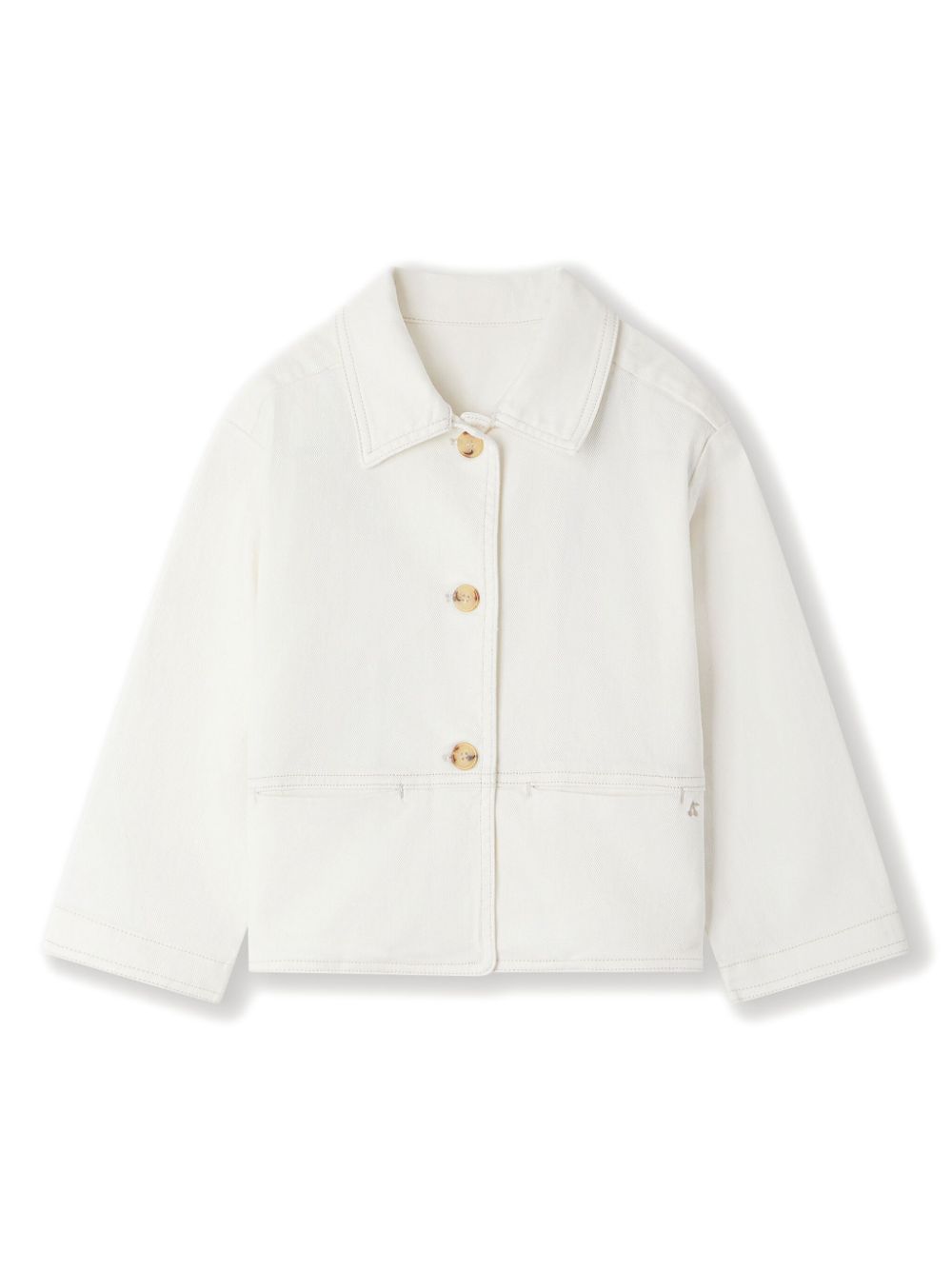 Bonpoint Kids' Clarity Decorative-stitching Denim Jacket In White