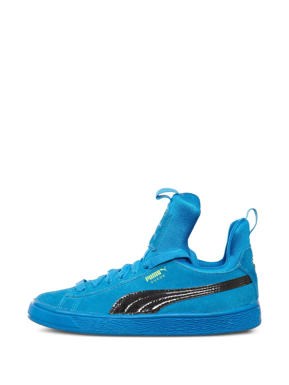 Puma Kids Suede Fierce patent-block lace-up sneakers Blauw