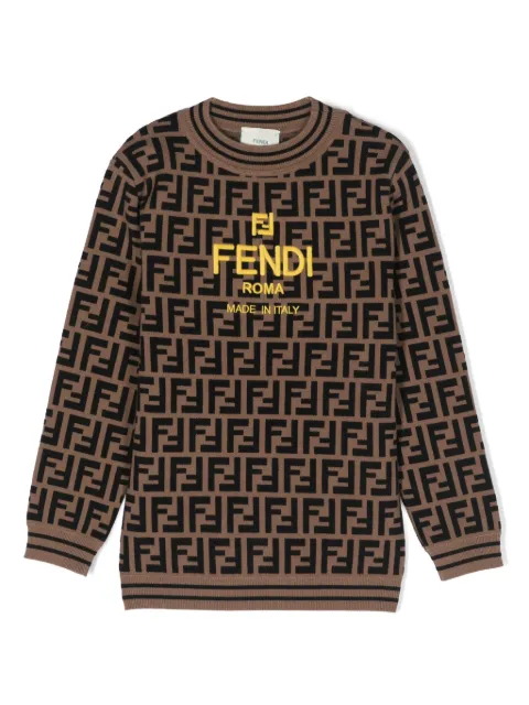 Fendi Kids FF-pattern logo-embroidered jumper