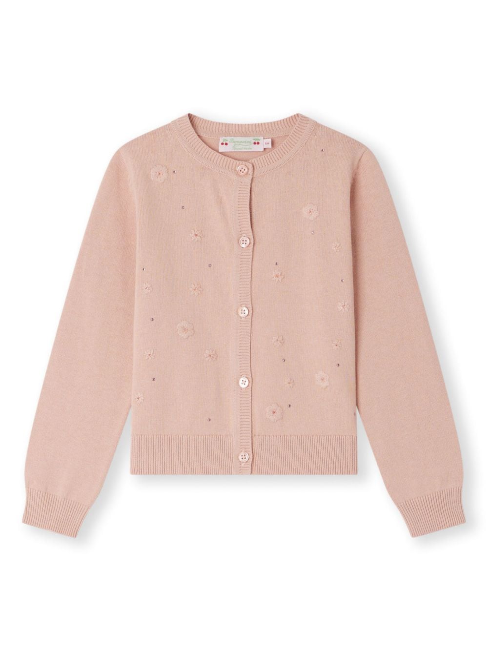 Bonpoint Kids' Francille Floral Cotton Cardigan In Pink