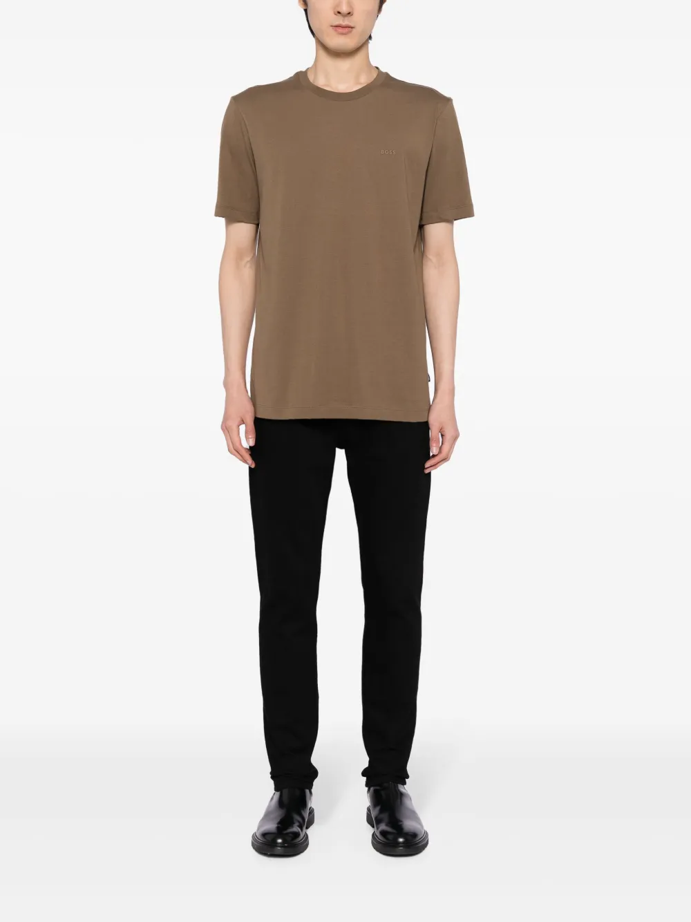 BOSS logo-print cotton T-shirt - Bruin