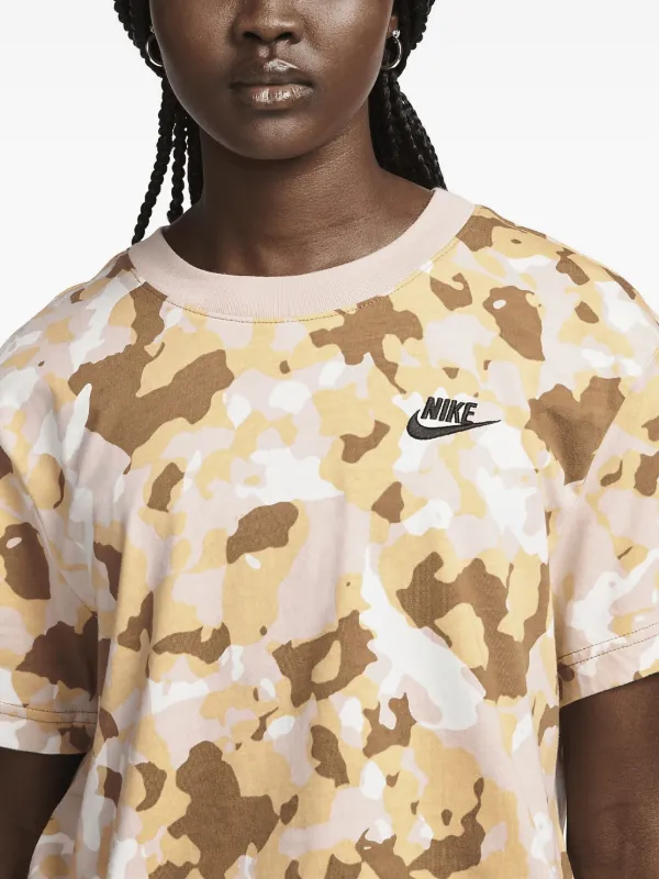 Nike camouflage-print short-sleeve T-shirt Brown FARFETCH IN