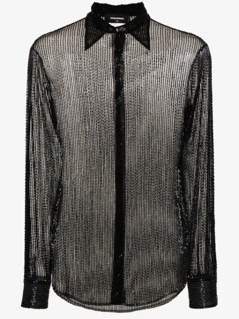 DSQUARED2 camisa de tul bordada con mostacillas años 70