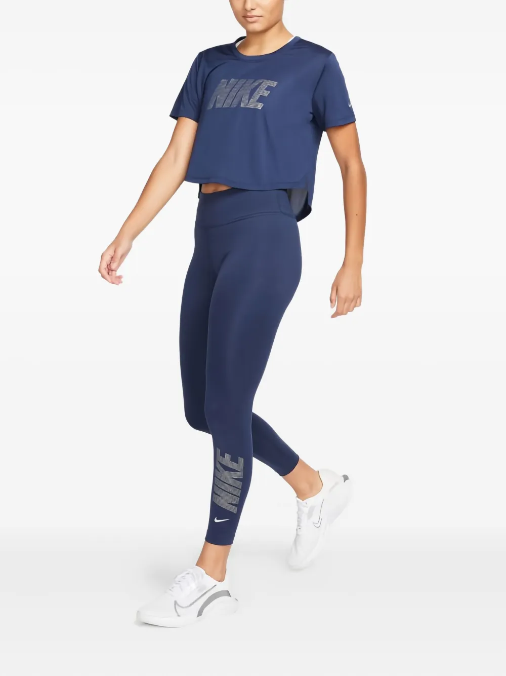 Nike Graphic-print 7/8 Leggings In Blue