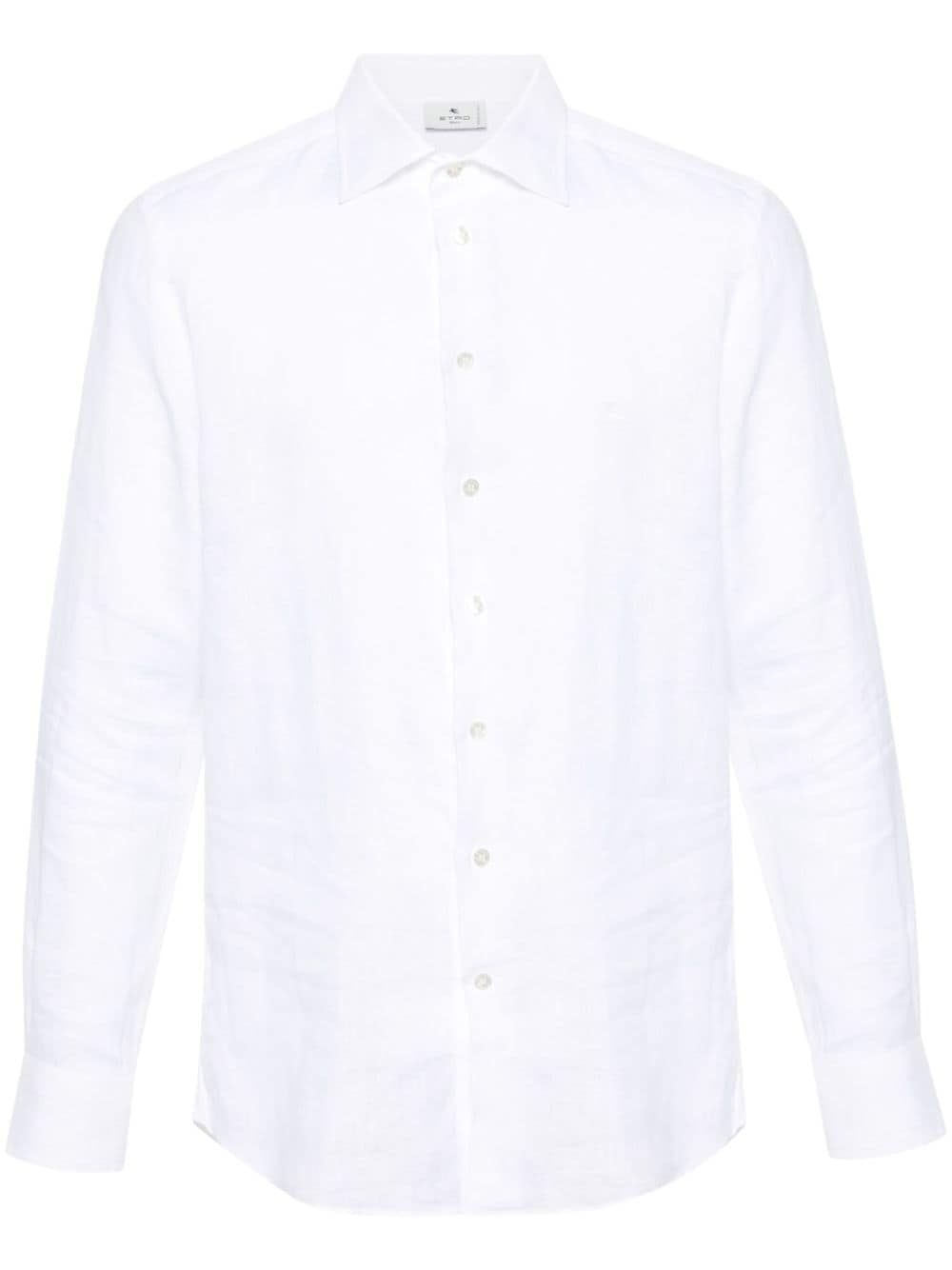 Shop Etro Pegaso Linen Shirt In Weiss