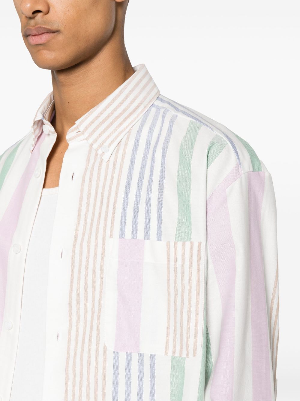 Shop Apc Sela Striped Cotton Shirt In White