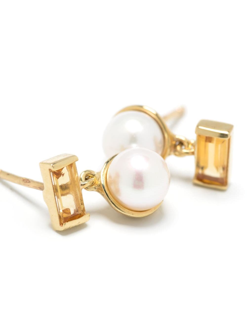 Shop Aliita 9kt Yellow Gold Perla Baguette Pearl And Citrine Earrings