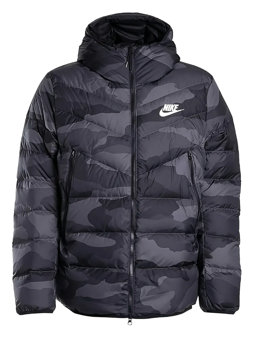 Nike down-fill camouflage puffer jacket Zwart