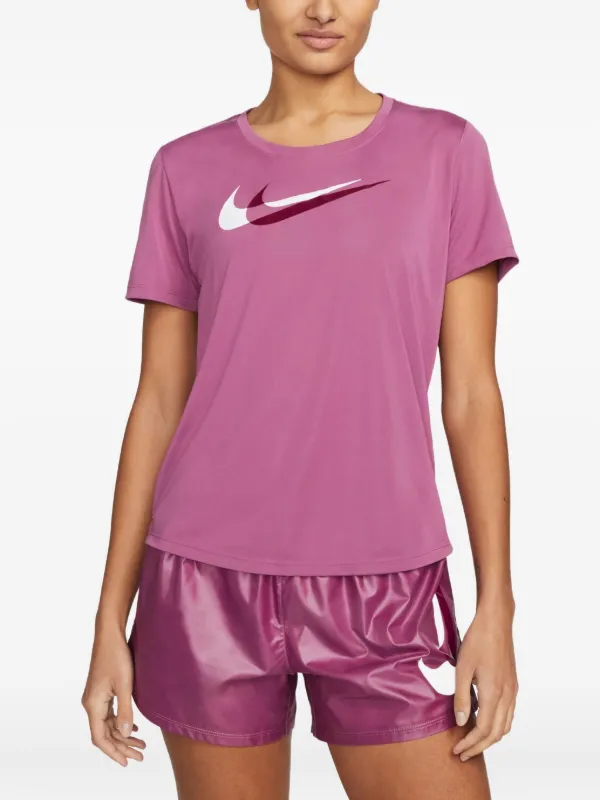 nike swoosh running top pink