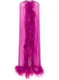 JEAN-LOUIS SABAJI feather-trim semi-sheer cape - Purple