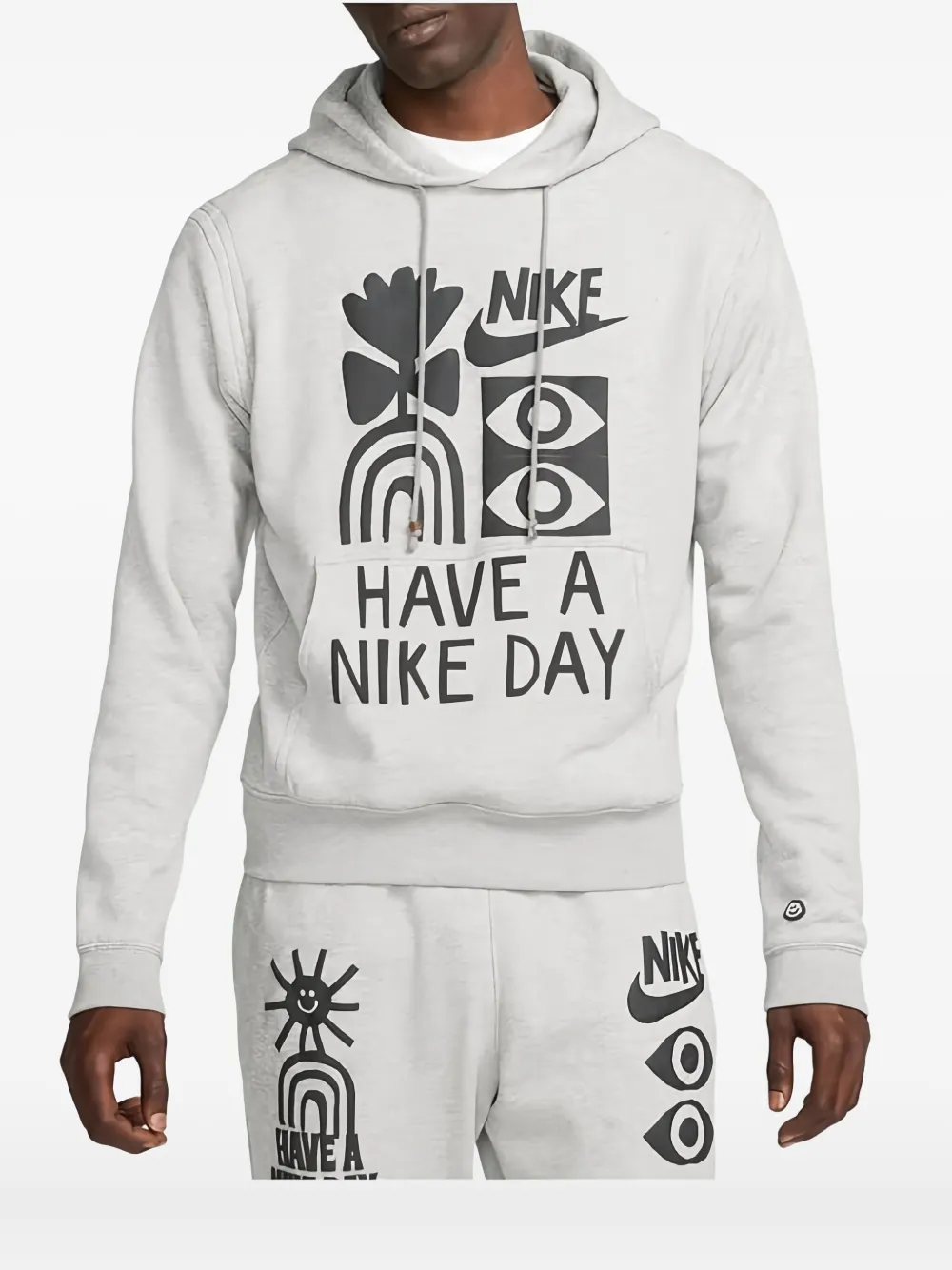 Nike Graphic-print Pullover Hoodie In Gray