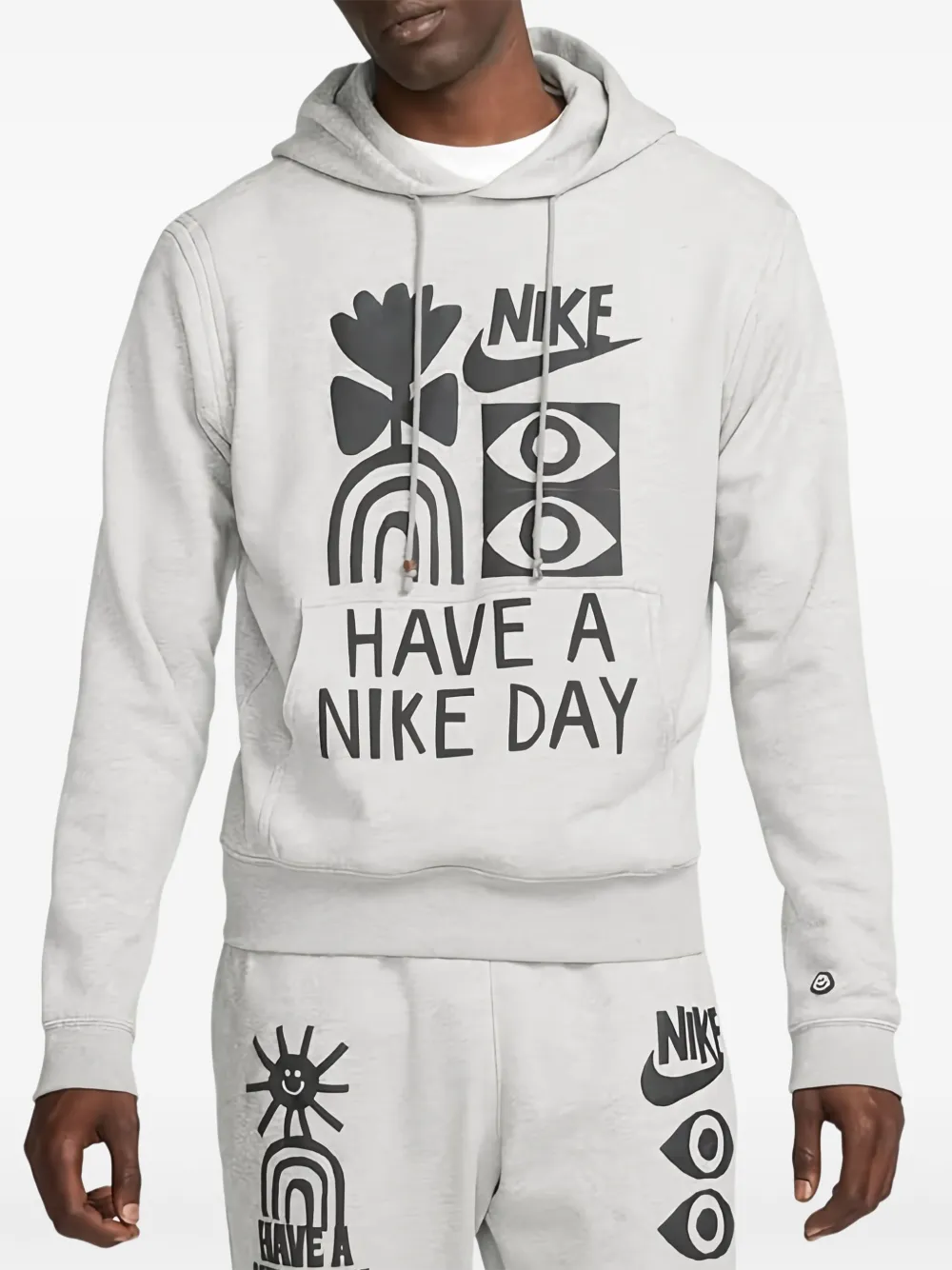 Nike graphic-print pullover hoodie | Grey | Image 1