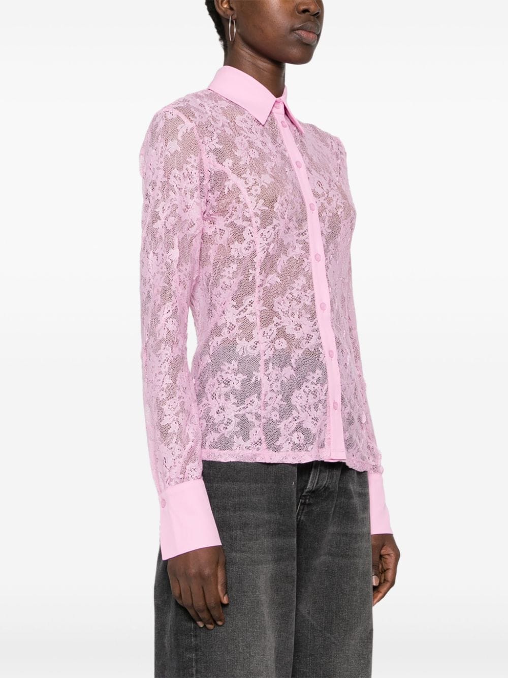 Shop Blugirl Floral-lace Shirt In Pink