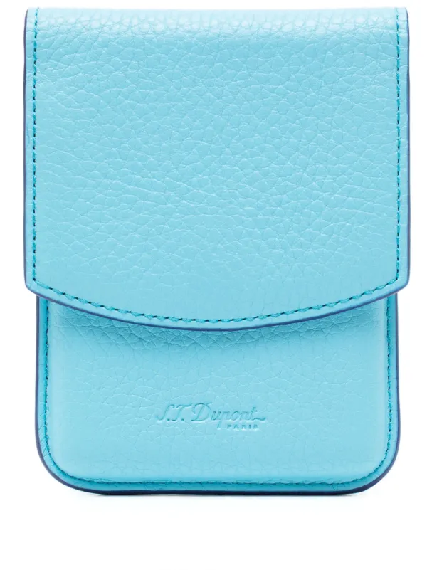 dupont cigarette case S.T. Dupont logo-debossed Leather Cigarette Case | Blue