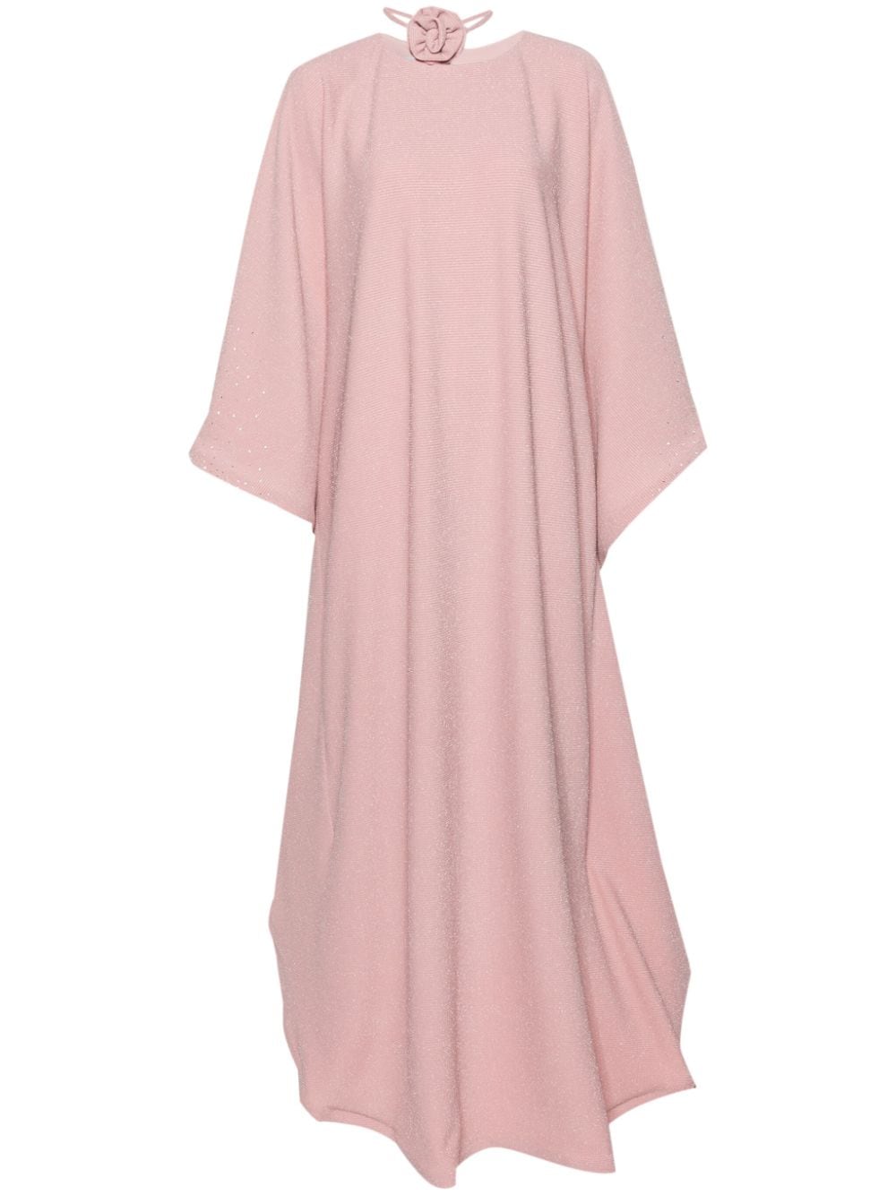 Rayane Bacha Floral-appliqué Kaftan Maxi Dress In Pink