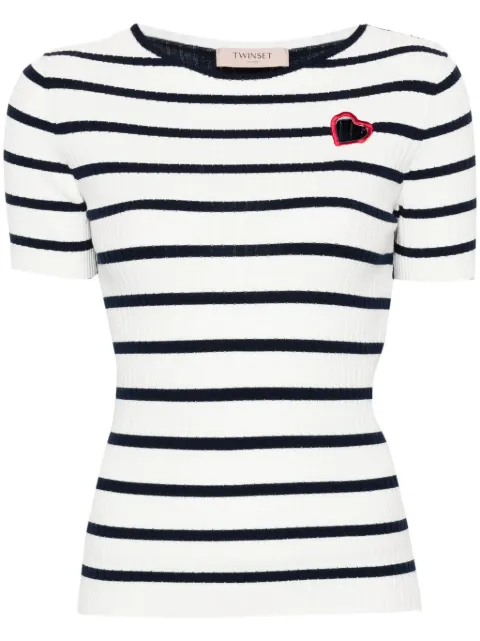 TWINSET striped cut-out detail T-shirt