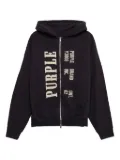Purple Brand Relic two-way zip hoodie - Black