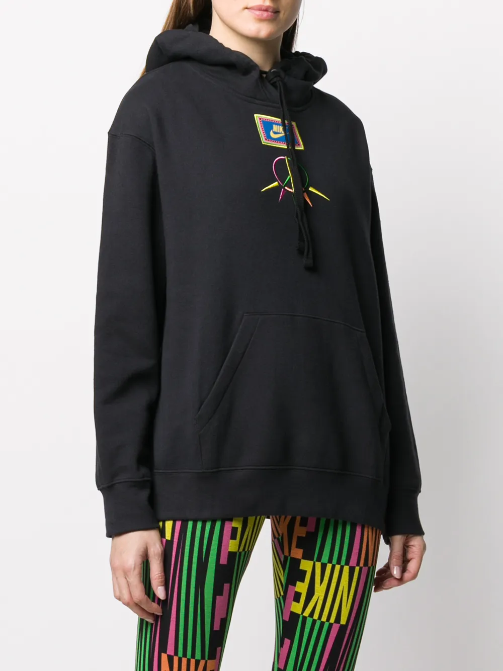 Nike NSW Fleece Hoodie 010 BLACK GREEN SPARK
