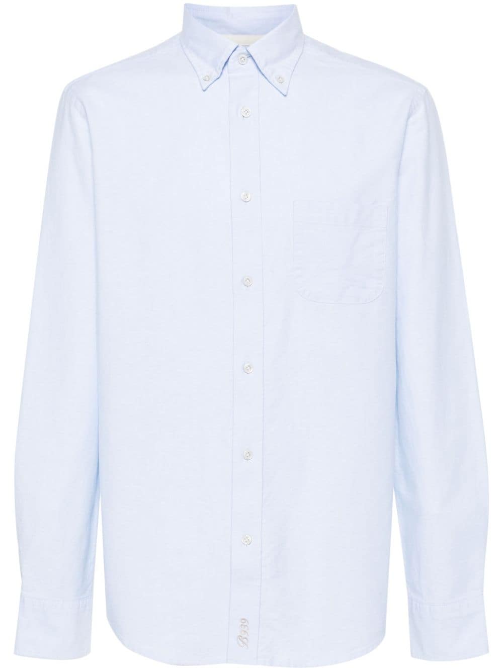 Shop Boggi Milano Logo-embroidered Oxford Shirt In Blue
