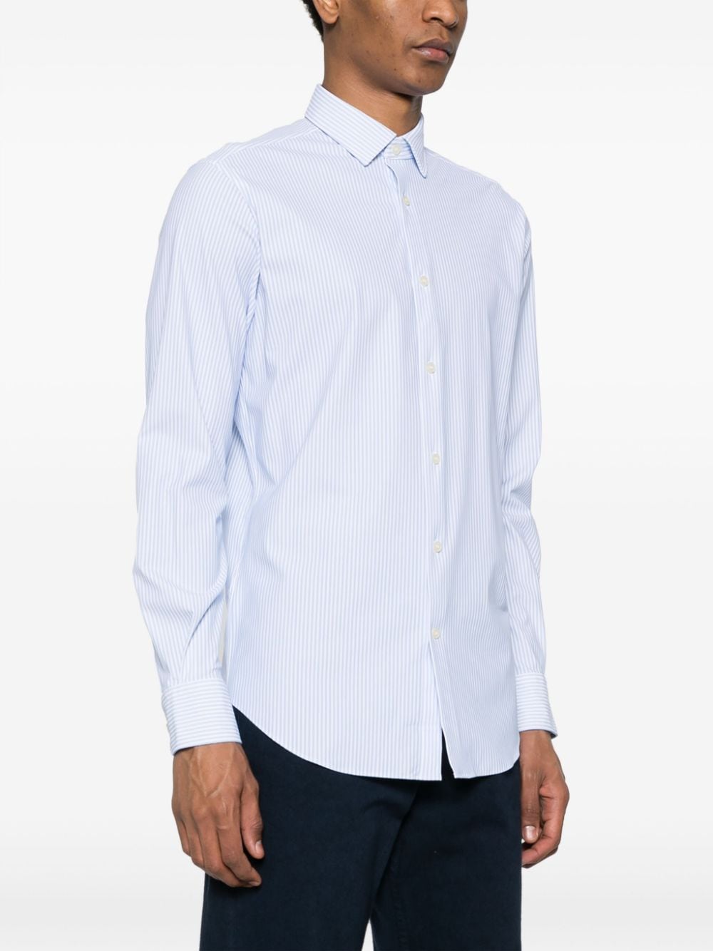 Shop Boggi Milano Striped Seersucker Shirt In Blue