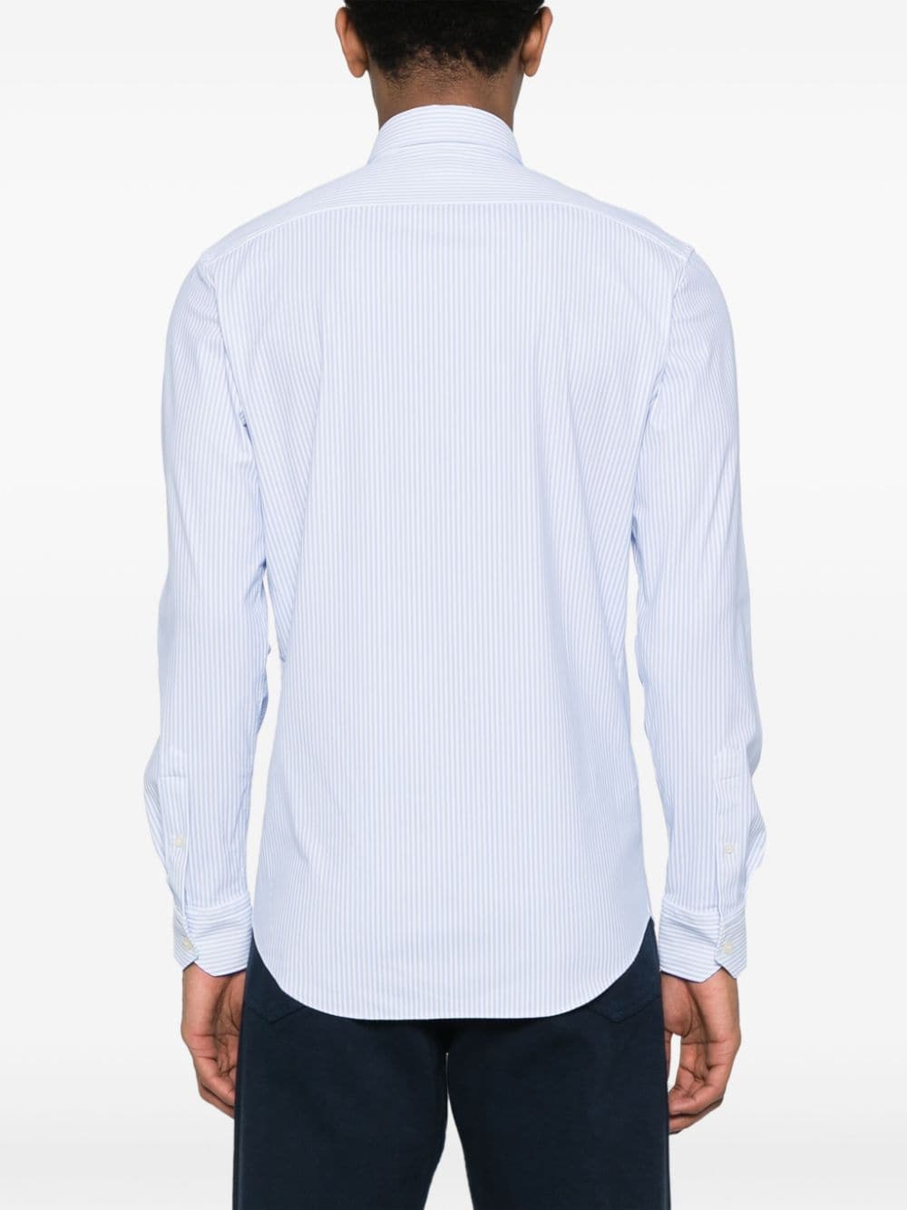 Shop Boggi Milano Striped Seersucker Shirt In Blue