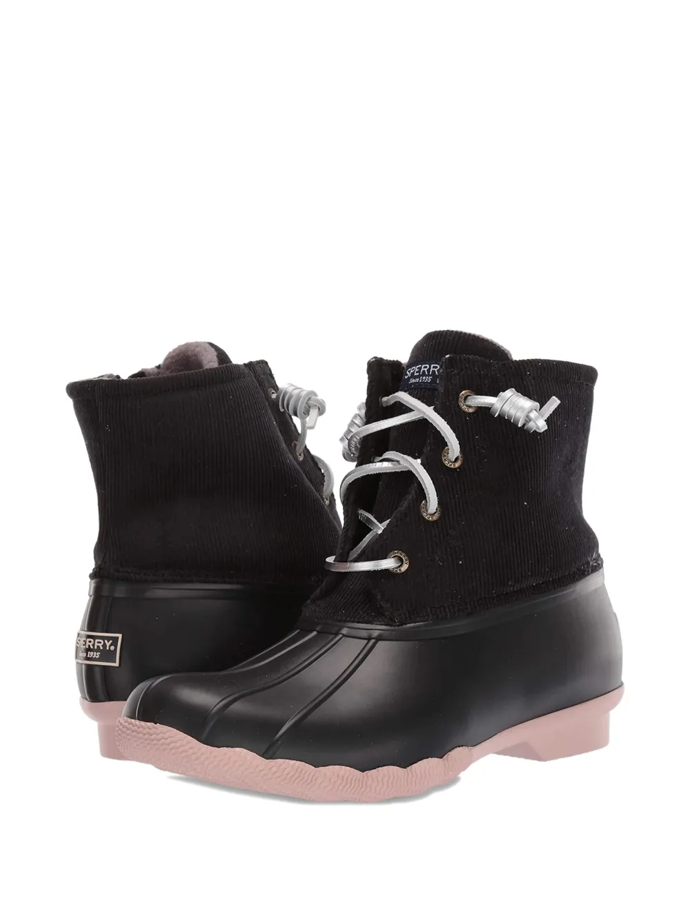 Sperry Saltwater Corduroy Lace-up Boots In Black