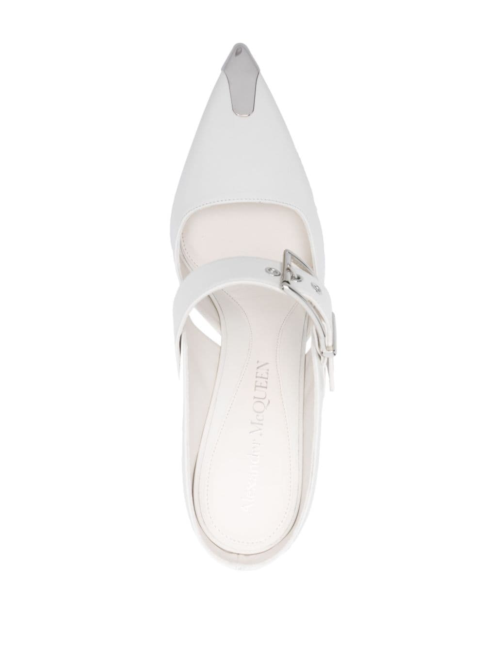 Shop Alexander Mcqueen Punk 90mm Buckled Mules In White