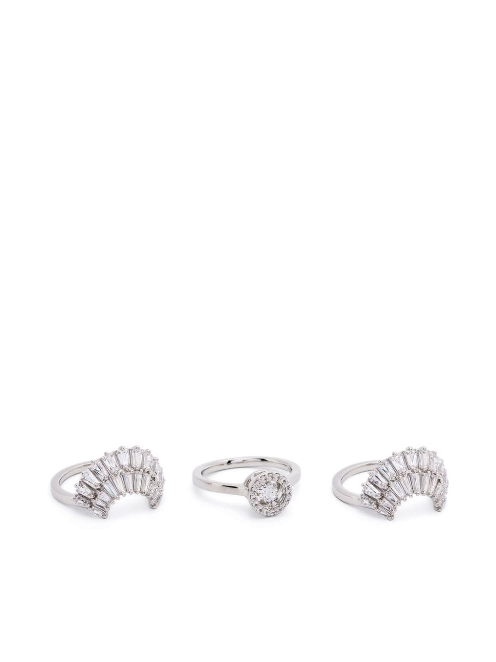 Shop Swarovski Idyllia Rings (set Of Three) In Silver