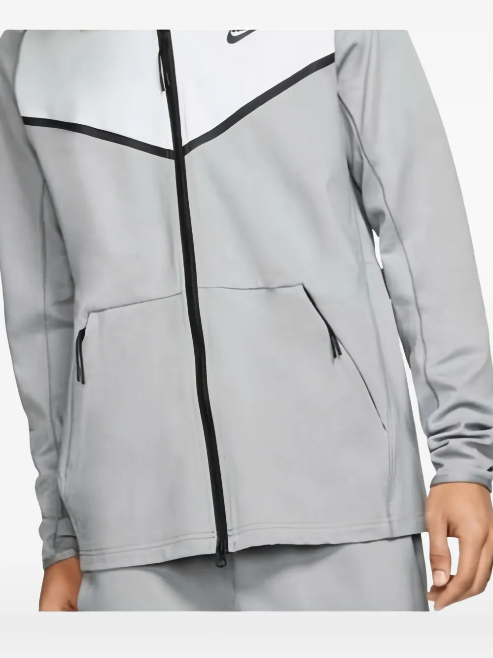 Nike Kangaroo-pocket Full-zip Hoodie In Gray