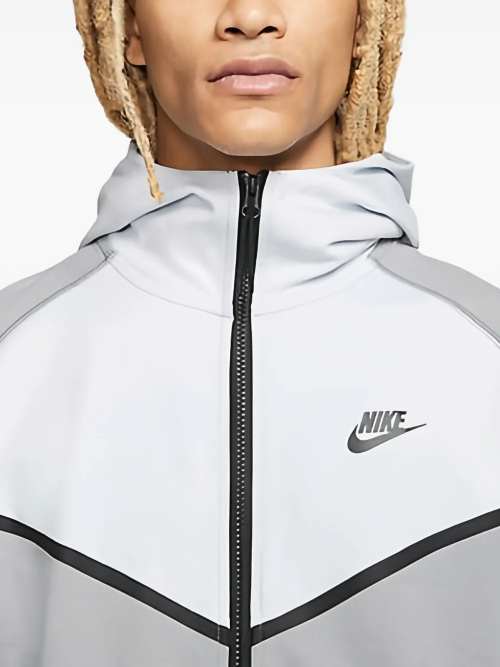 Nike Kangaroo-pocket Full-zip Hoodie In Gray