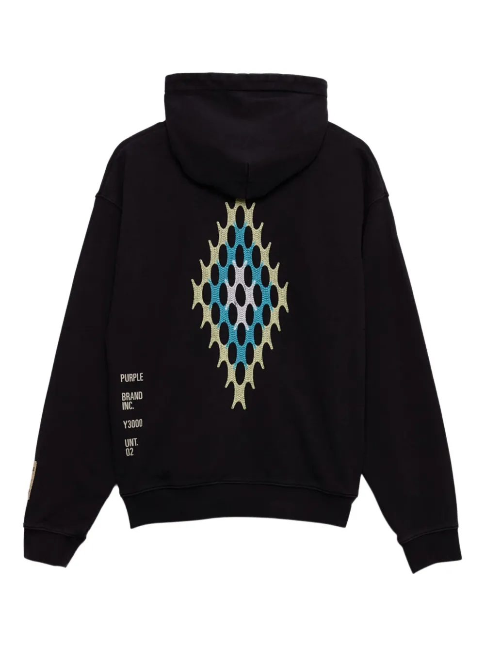Purple Brand Artifact hoodie met diamantpatroon Zwart
