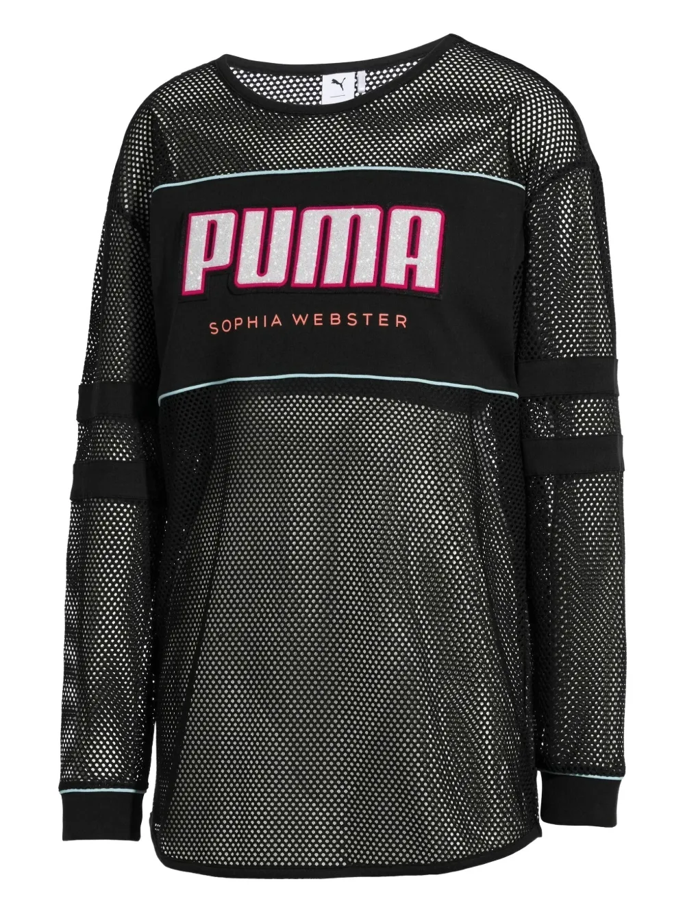 Puma Mesh-panel Long-sleeve Top In Black