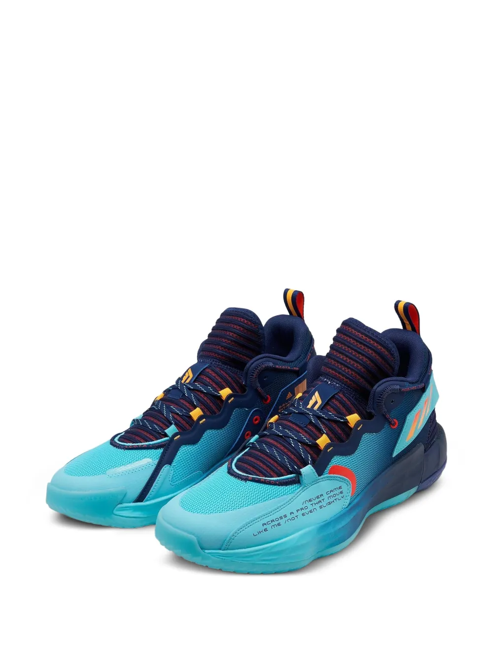 adidas Dame 7 EXTPLY "Dark Blue Pulse Aqua-Solar Red" sneakers Blauw