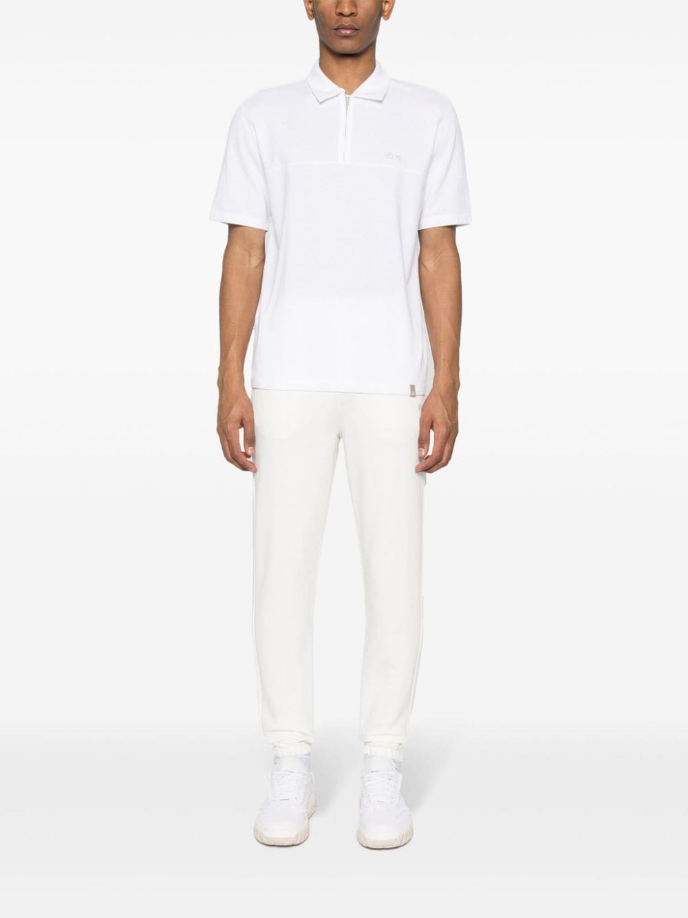 Shop Boggi Milano Logo-embroidered Piqué Polo Shirt In White
