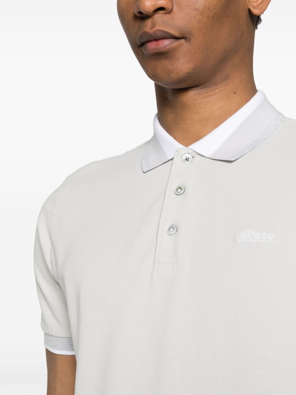 Shop Boggi Milano Logo-embroidered Piqué Polo Shirt In Grey