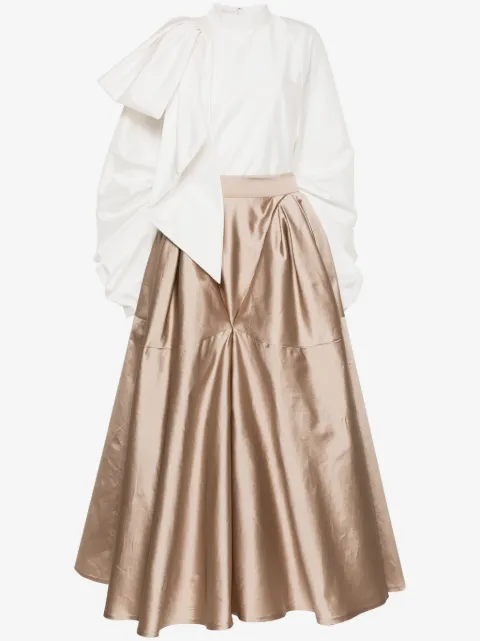 Gaby Charbachy  satin flared skirt set