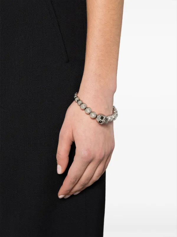 Alexander McQueen skull-charm Beaded Bracelet | Silver