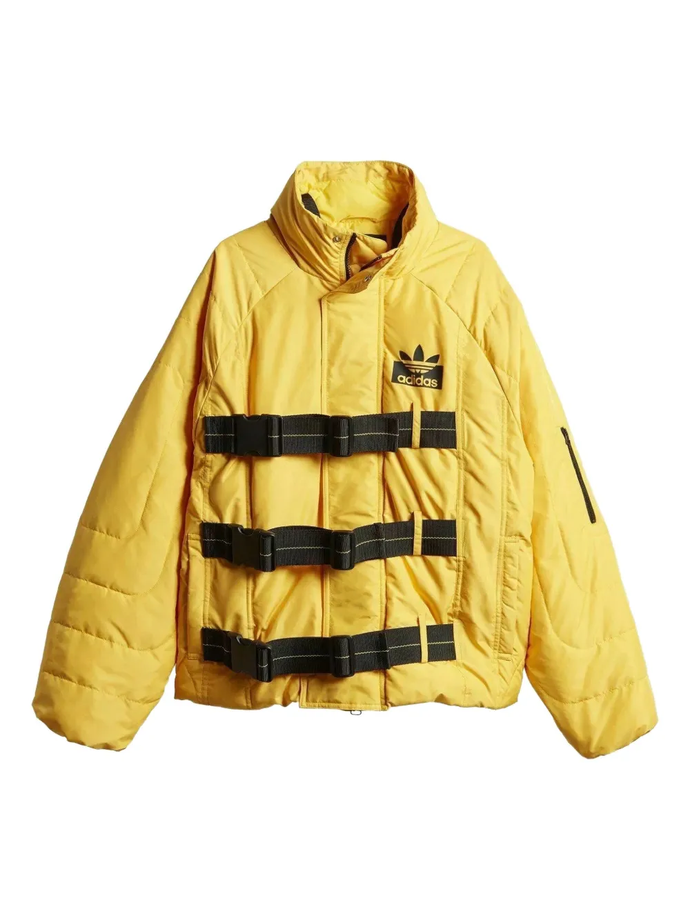 Adidas Originals Quilted Buckle-strap Jacket In Yellow