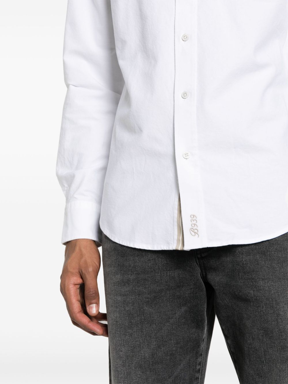 Shop Boggi Milano Organic Oxford Cotton Shirt In White