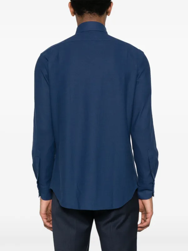 Boggi Milano Long Sleeve Piqué Shirt Blue FARFETCH JO