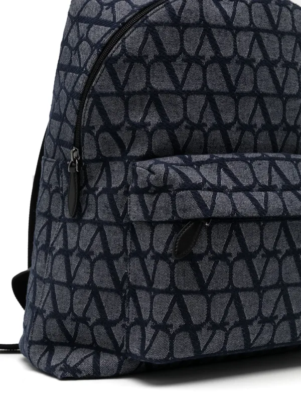 Valentino Garavani monogram-pattern Zipped Backpack | Blue