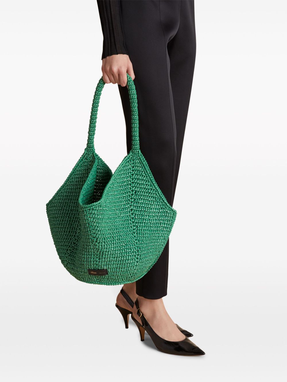 KHAITE Lotus raffia shopper - Groen